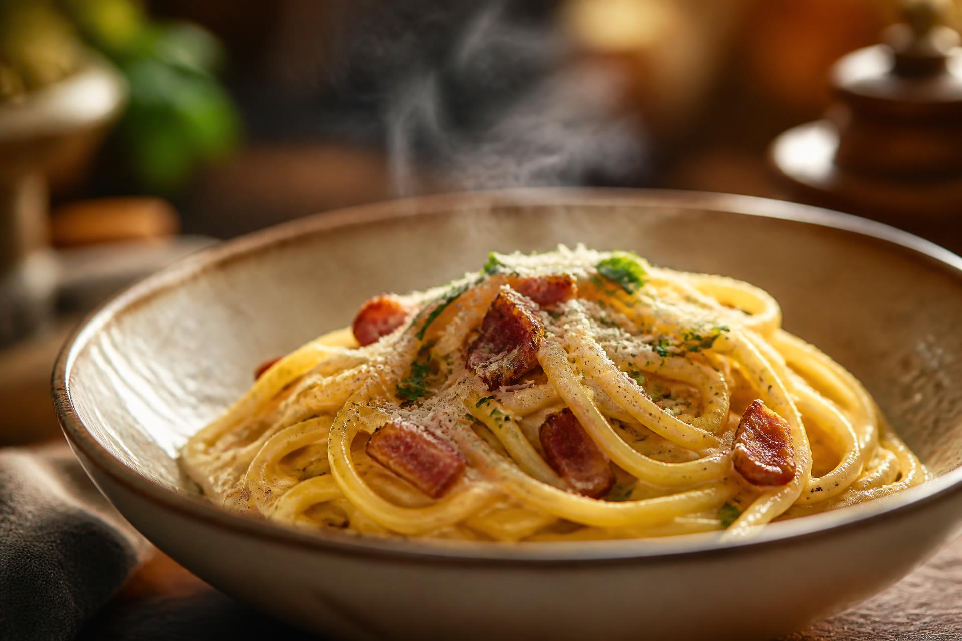 Verse Italiaanse pasta carbonara